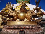 Kathmandu Swayambhunath 15 Monkey On Giant Vajra At Entrance To Swayambhunath Stupa At Top Of Steps 